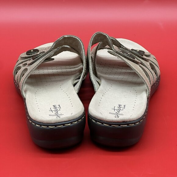 Clarks Leisa Grace Beige Sand Leather Slide Comfort Casual Sandals Size 11M NWT - Picture 5 of 11